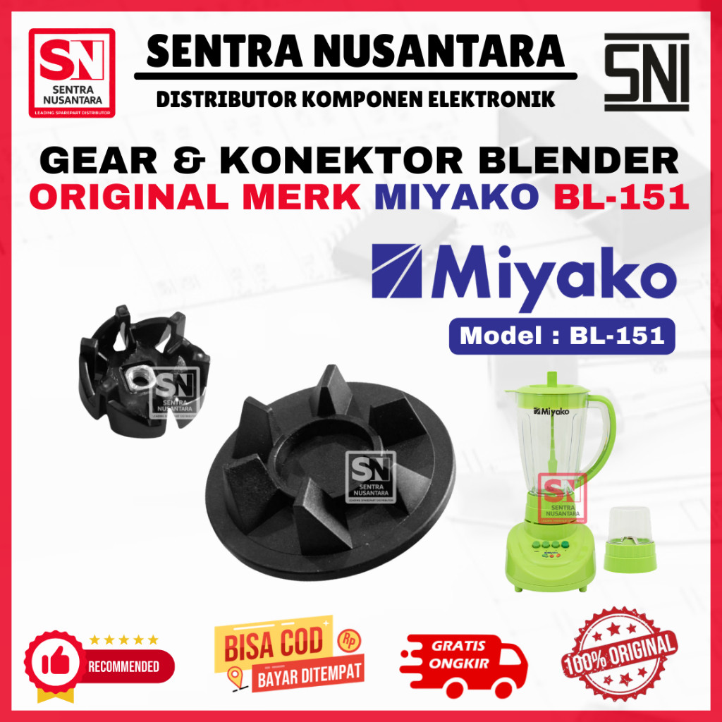 Karet Gear Blender dan Konektor MIYAKO BL-151 ORIGINAL | Gigi Blender MIYAKO BL151 ASLI | Gear Pemut