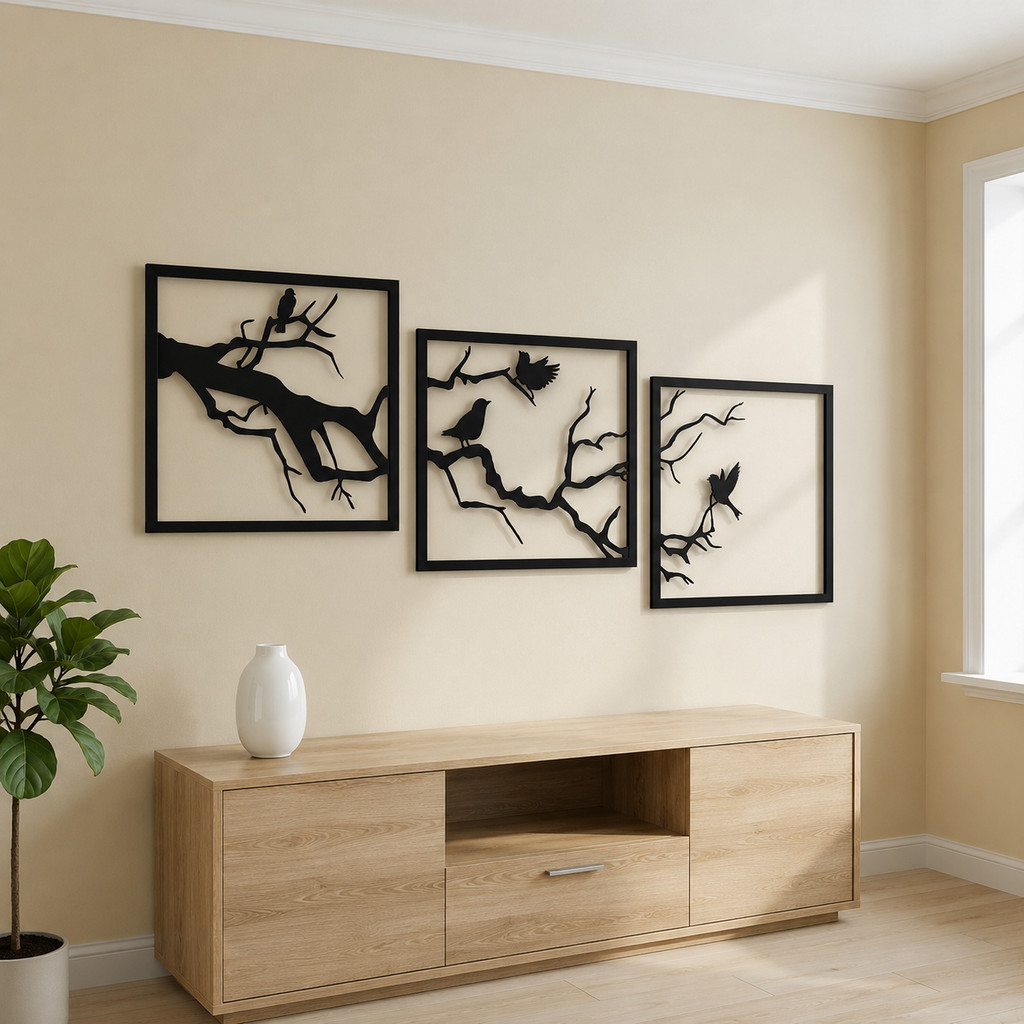 Hiasan Dinding Ranting Aesthetic 3 Pcs | Dekorasi Rumah Minimalis Wall Decor Kayu  2.