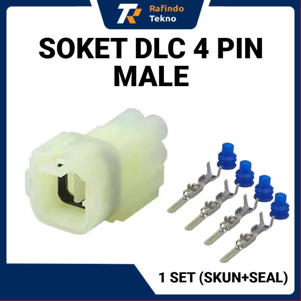 Soket DLC 4 Pin Male Putih 1 Set / Soket DLC Honda & Kawasaki Waterproof