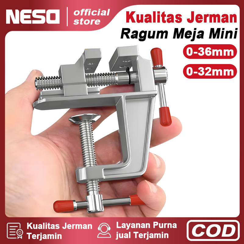 NESO German Ragum Meja Mini 36MM Small Bench Clamp Penjepit Meja Kecil Alumunium Mini Bench Vise Tab