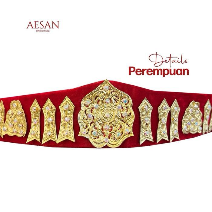 Aesan - Sortali Premium Tanduk Kerbaw Pengantin Batak Medan - Cewek, Merah Maroon