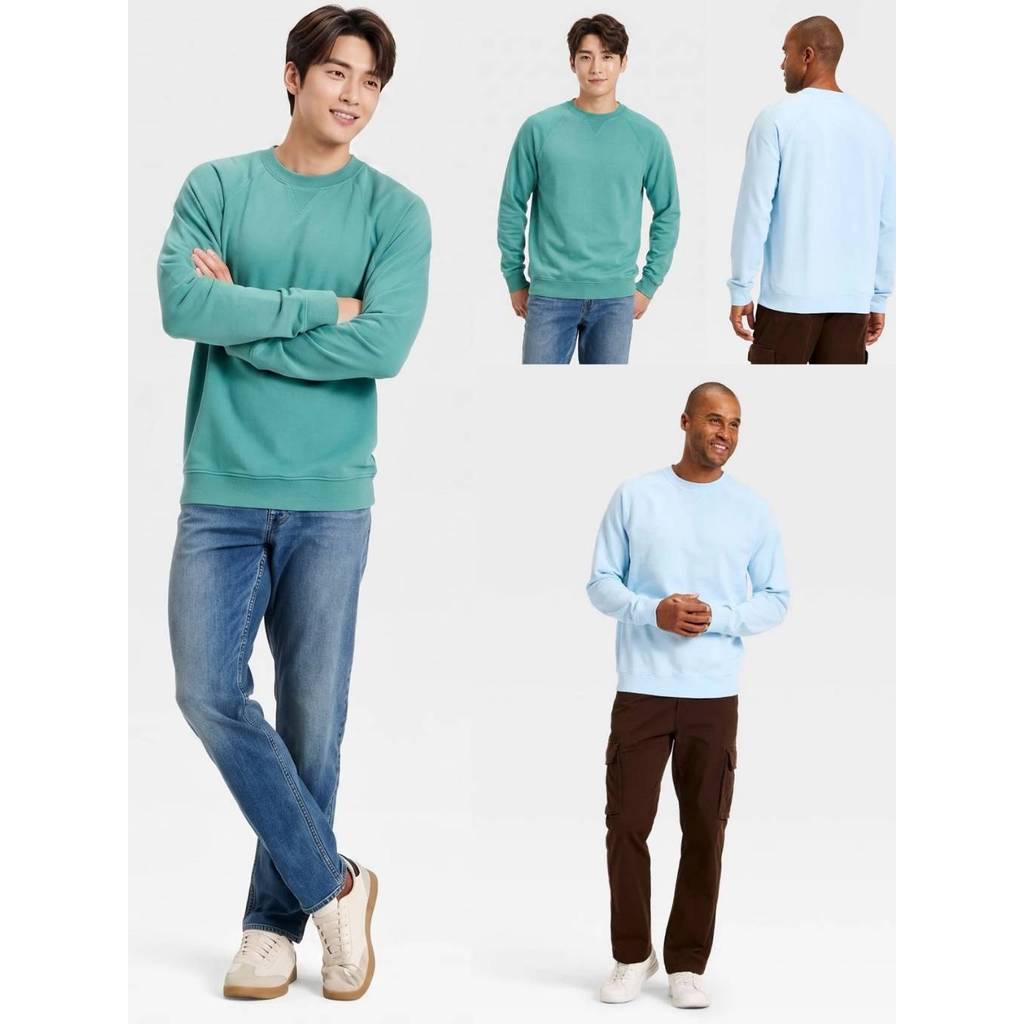 Sweater Pria Bahan French Terry Adem GF Men's Vintage French Terry Crewneck Sweatshirt - 2640