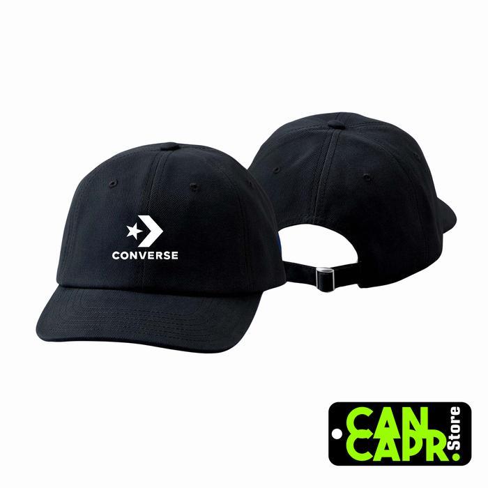 TOPI BASEBALL CAPS TOPI CASUAL PRIA WANITA PREMIUM LOGO CONVERSE - Hitam, All Size
