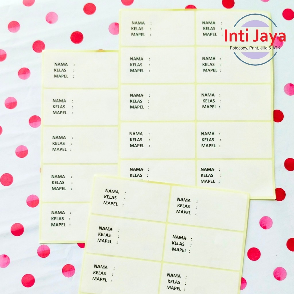 Sticker Label Nama Polos Label Nama Buku Pelajaran Isi 30 Sticker