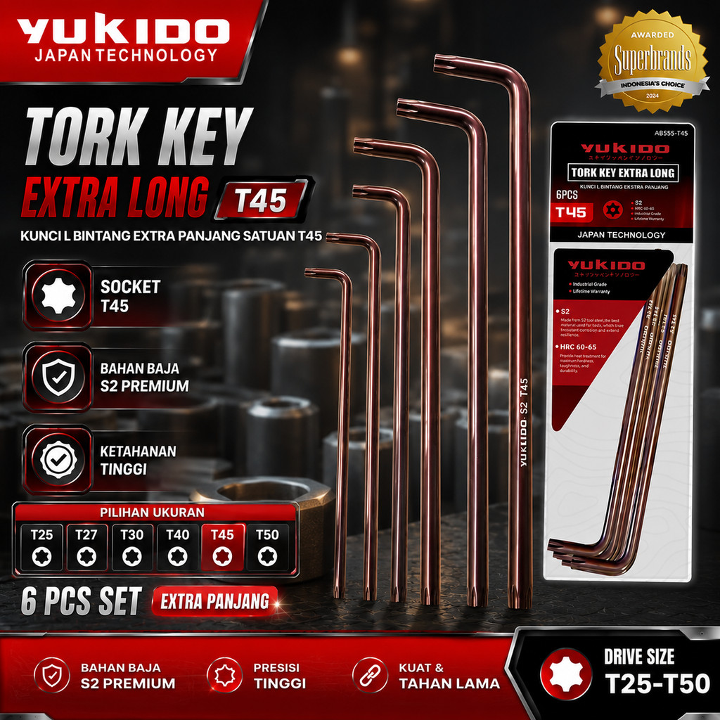 PRO KUNCI L SET PANJANG S2 KUNCI L BAJA EXTRA LONG KUNCI L SEGI 6 BINTANG MURAH HEX TORX FLAT BALLPO
