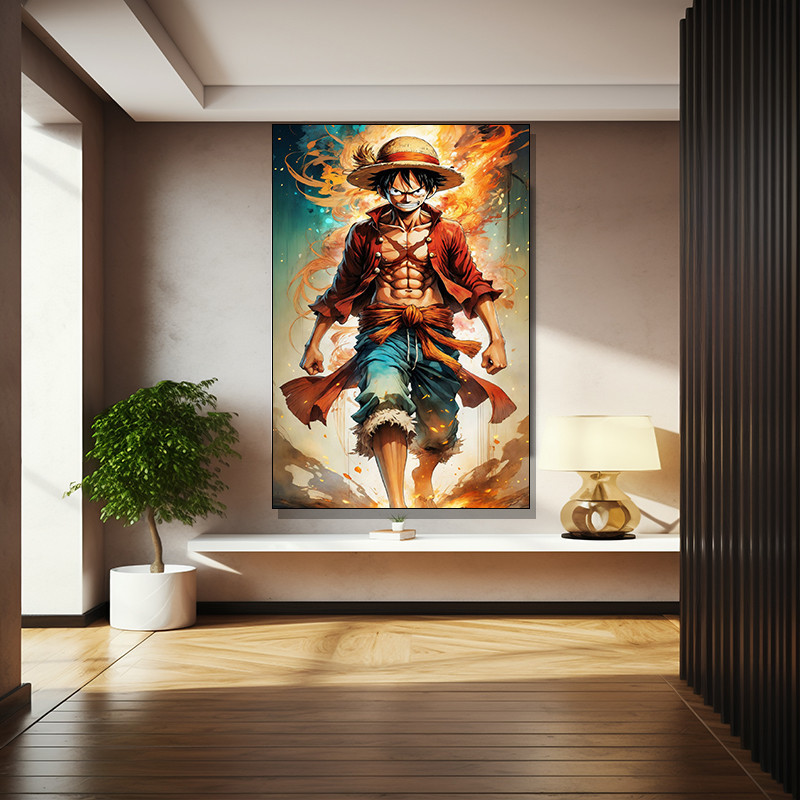 Lukisan Dinding  One Piece Anime -Wallpaper Anime Luffy Kapten One Piece Tanpa Bingkai