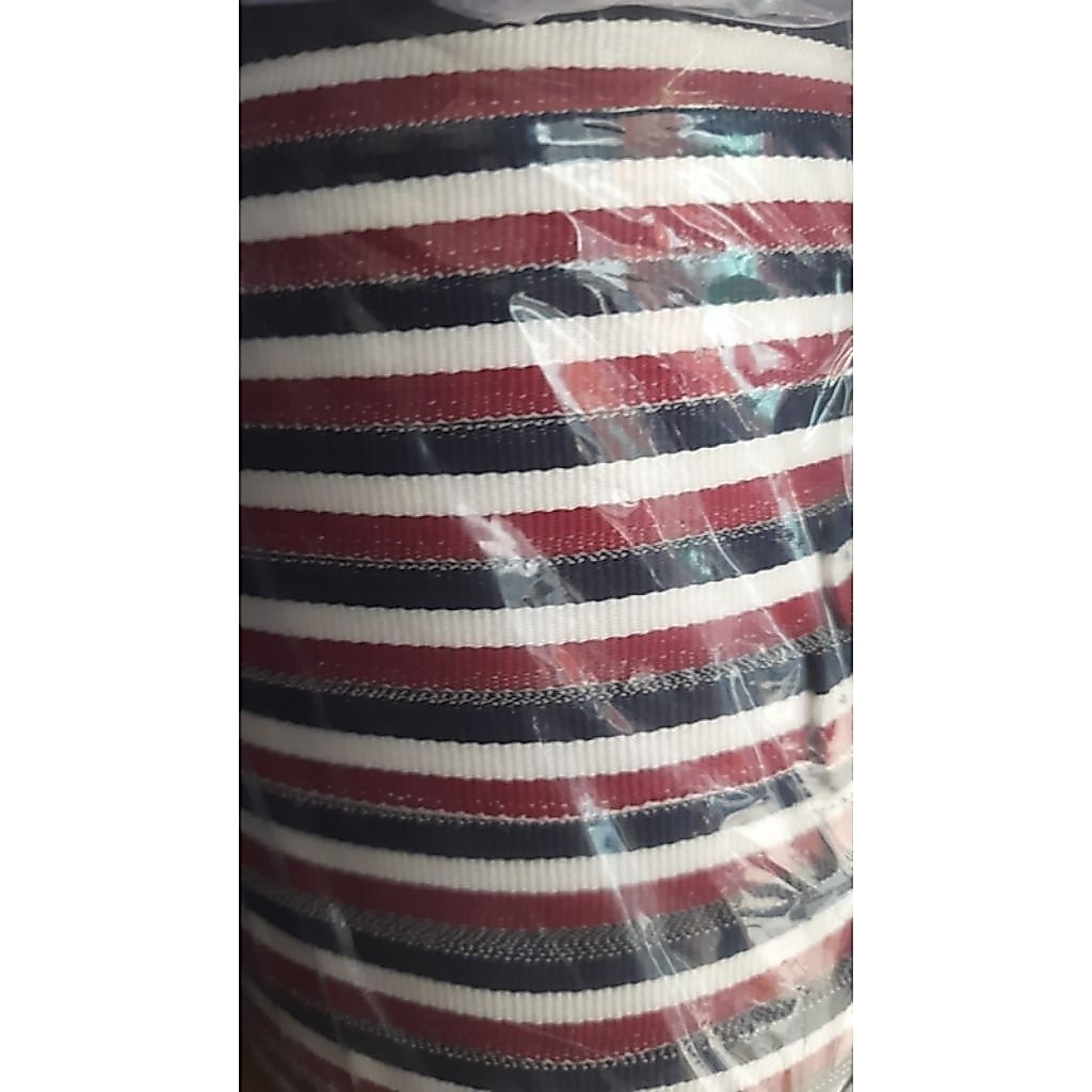 1 Roll Pita Bis Ban Garis Navy Putih Merah Lebar 2cm Bahan Polyester