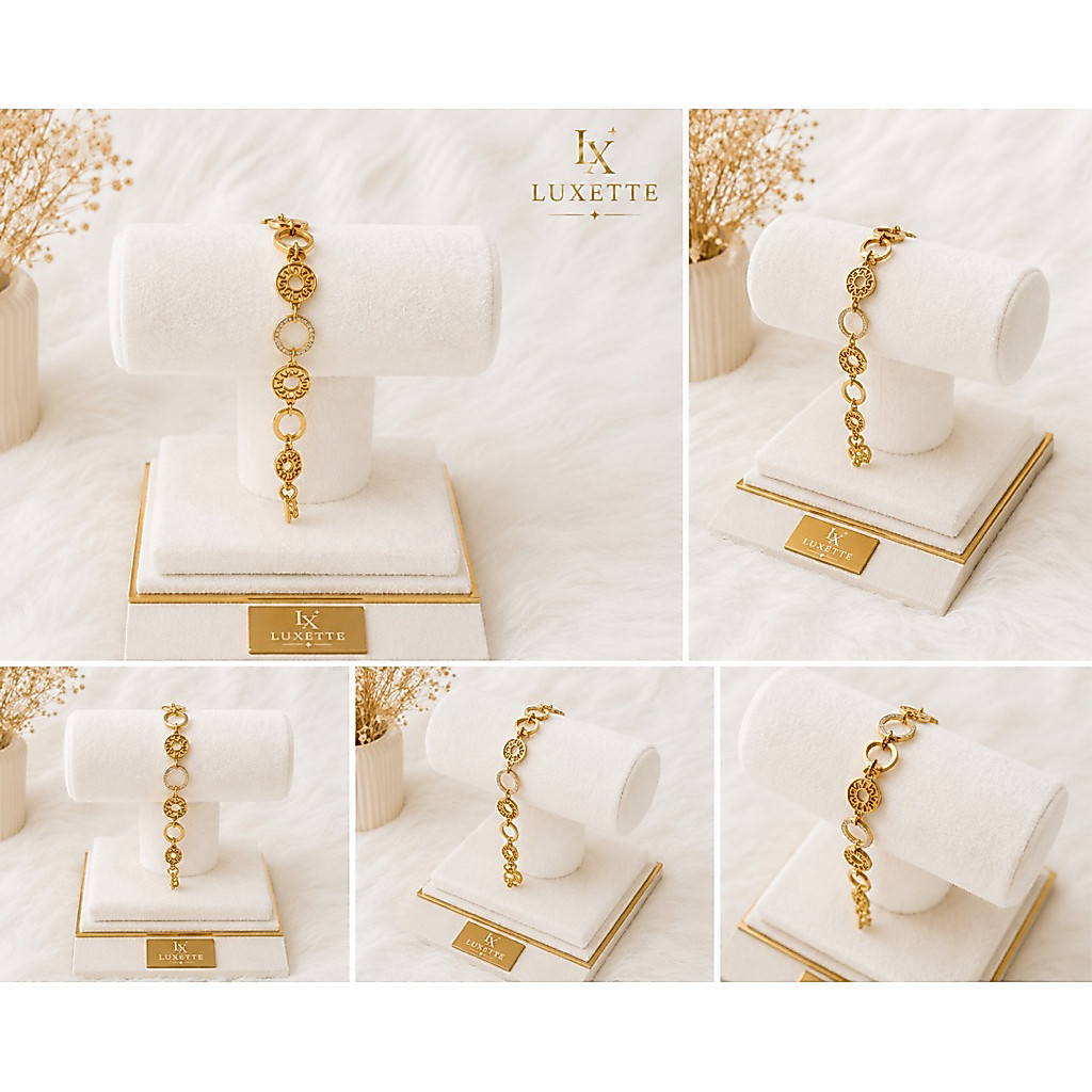 Luxette | gelang titanium wanita Versace bulat gelang cewek Korea model Versace bulat anti karat