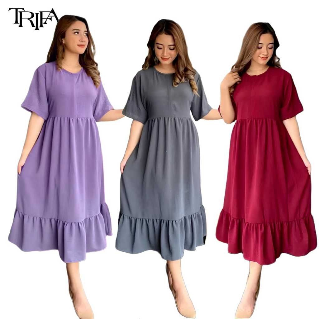 PAKET USAHA 3 PCS DASTER CRINKLE AIRFLOW MODEL NADIRA DRESS PREMIUM