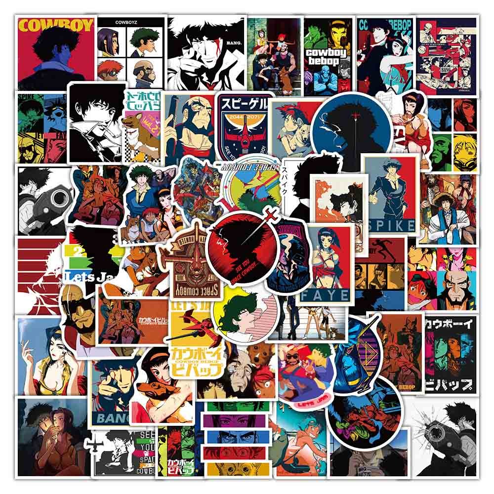 

10/30/50pcs Cool Anime Cowboy Bebop Cartoon Stickers Decals for Skateboard Laptop Phone Fridge Waterproof Classic Manga Sticker