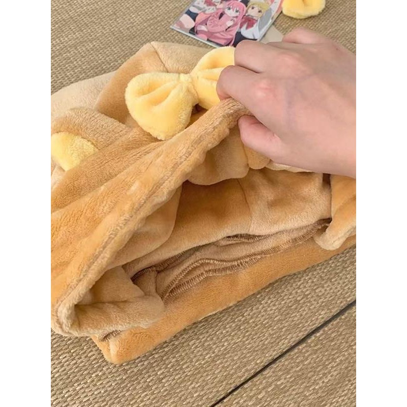

Kawaii Rilakkuma Warm Bear Brother Bear Sister Cloak Hooded Shawl Office Nap Blanket Relaxed Bear Blanket To Give Friends Gifts.