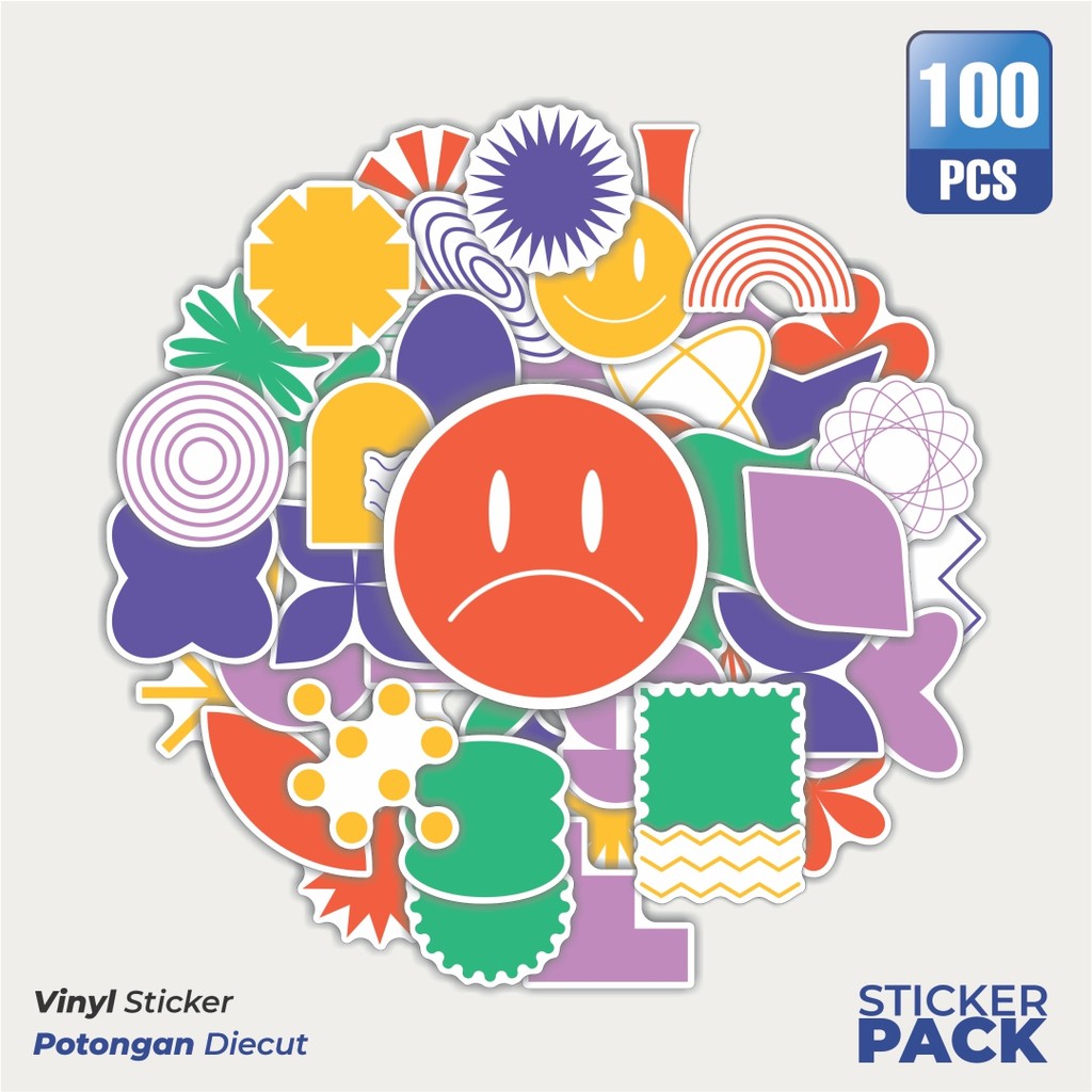 

Super Hemat! 100 PCS Stiker Geometric Brutalist Shape [Bentuk Geometris] Waterproof Aesthetic- Untuk Laptop, Motor, dan Helm - Paper Stationery Pack