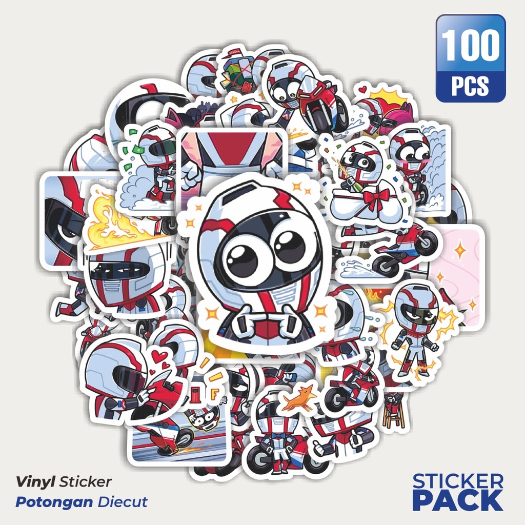 

Terbaru! 50 pcs Stiker Kartun Laito The Racer Dekorasi Lucu Kreatif untuk Notebook, Skateboard, HP