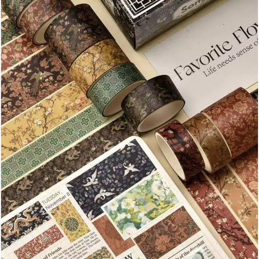 

Set Washi Tape 12 Pcs / Box VINTAGE DECO LUXURY STYLE Masking Tape Aesthetic untuk Scrapbook & Planner Craftycharm