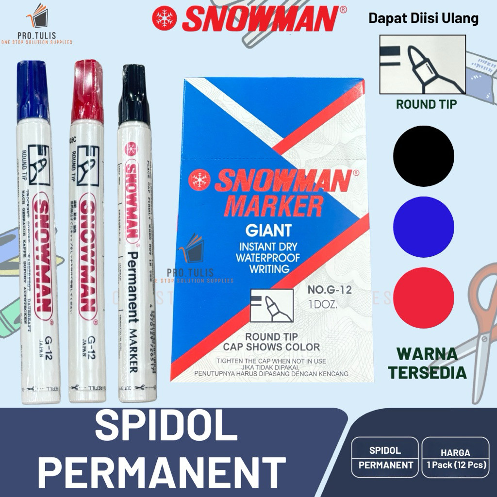 

New 3/6/12 PCS Spidol PERMANENT SNOWMAN Marker ORIGINAL SNOWMANPremium