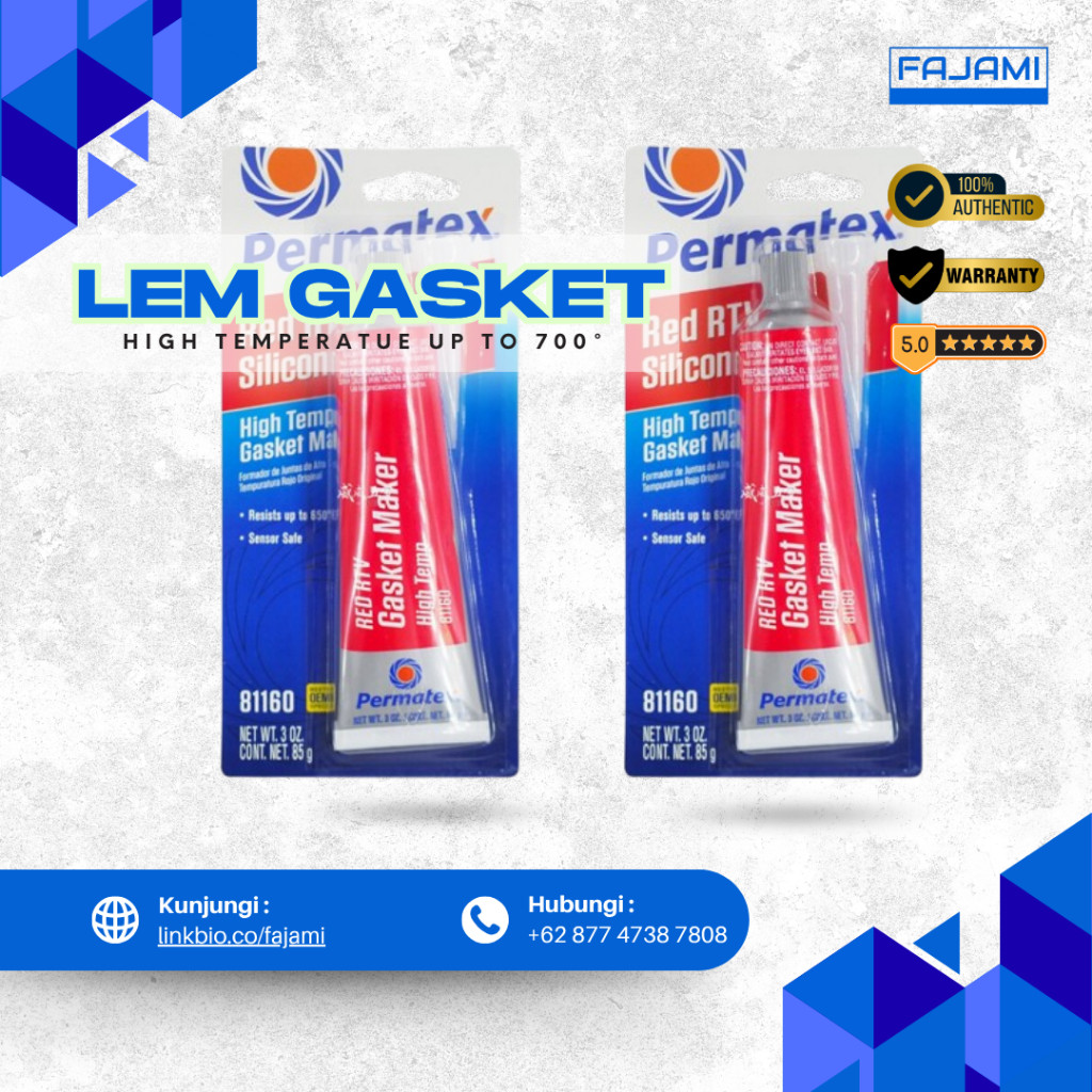 Lem Gasket Permatex Red RTV – High Temp Silicone 81160 / Lem Perpak - Lem Packing Mesin / Industri