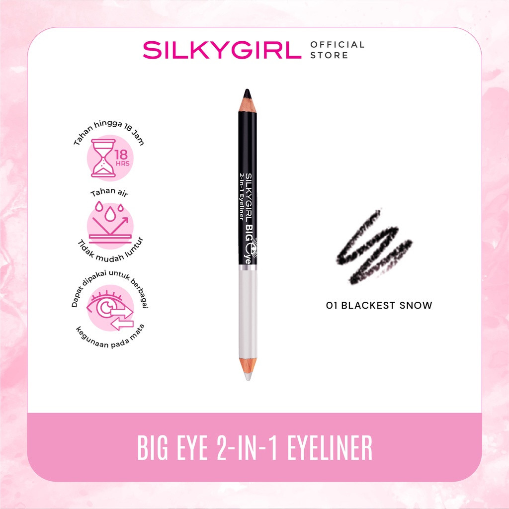 SilkyGirl Big Eye 2 in 1 Eyeliner Pensil BLACKEST SNOW
