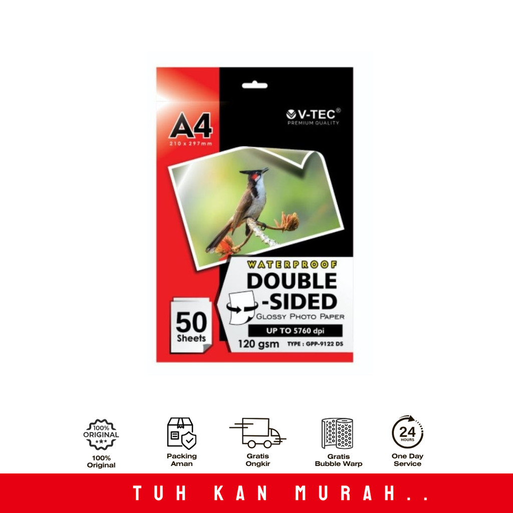 

V-TEC DOUBLE SIDE GLOSSY PHOTO PAPER A4 120GSM GPP-9122 DS