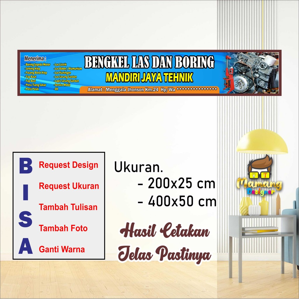 Backdrop Spanduk Banner Bengkel Las Bisa Custom Tebal
