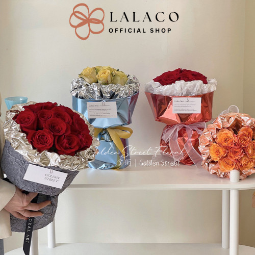 

LALACO - FL36 METALLIC Kertas Bunga Paper Buket Motif Polkadot Bulat Kado Florist Cellophane