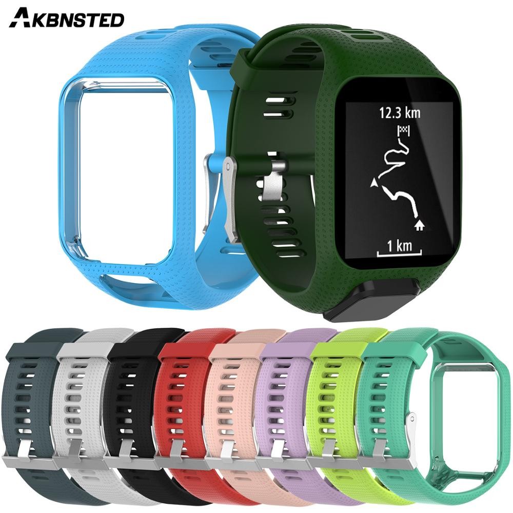 AKBNSTED Colorful Silicone Sport Strap For Tomtom Runner 2/3 Cardio Music Smart Watch Wristband For 