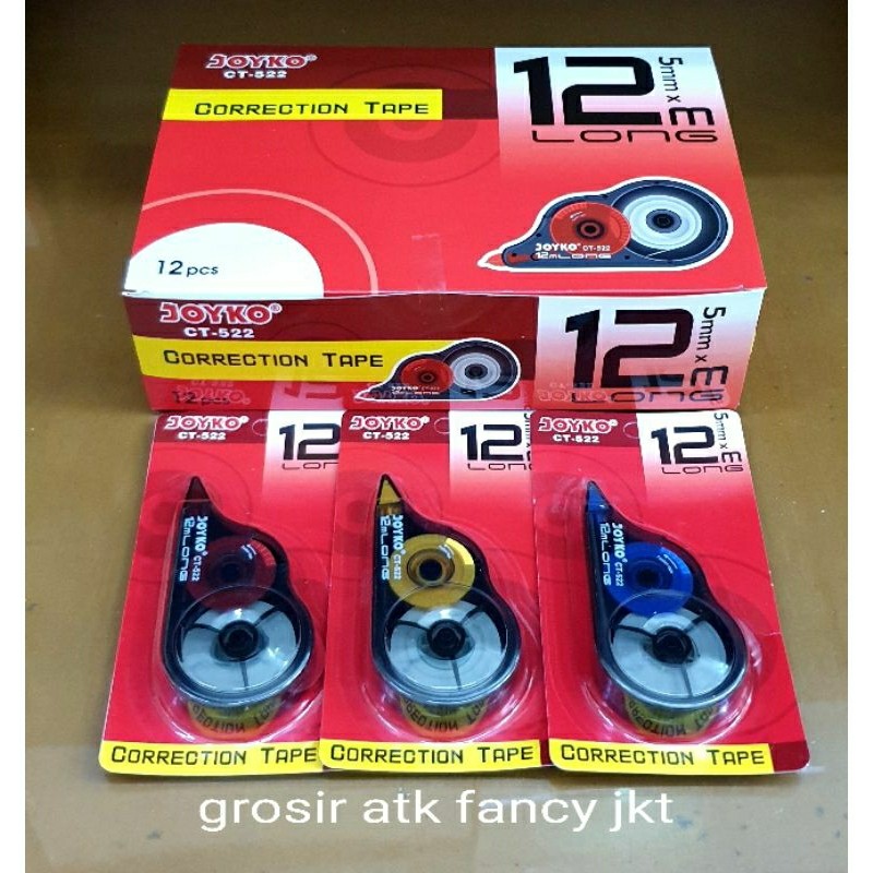 

Tipex Kertas Correction Tape Pita Koreksi Joyko CT-522 (12 meter x 5 mm)