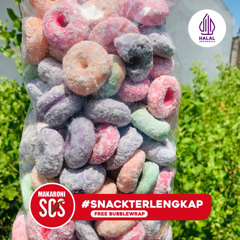 

4 bungkus kantong kecil donat lonjong gembos bonus 1 pcs nyes snack jadul enak