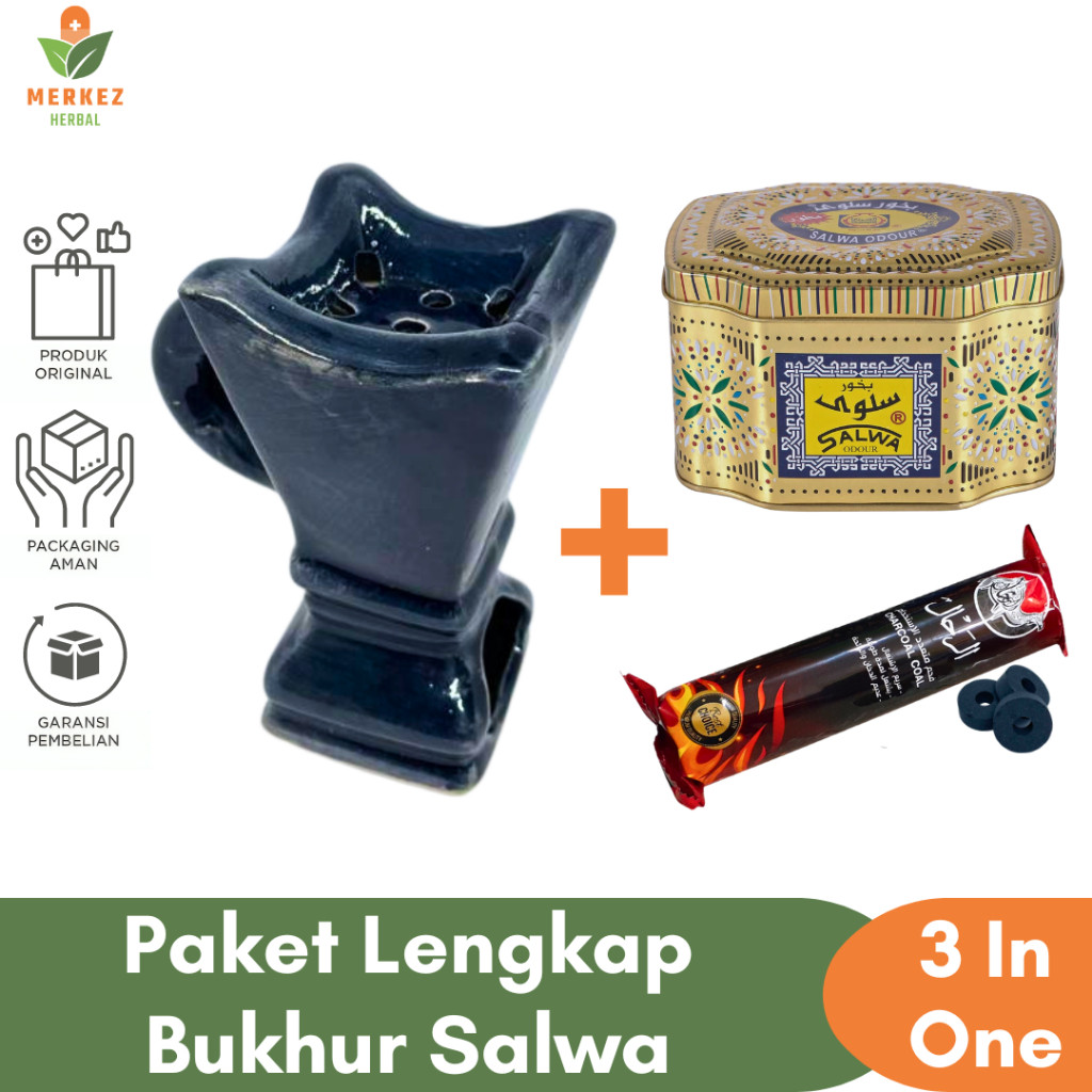 Paket Lengkap Bukhur Bukhoor Dupa Arab Salwa Odour By Surrati Asli Original 100 Gr Free Tempat Buhur