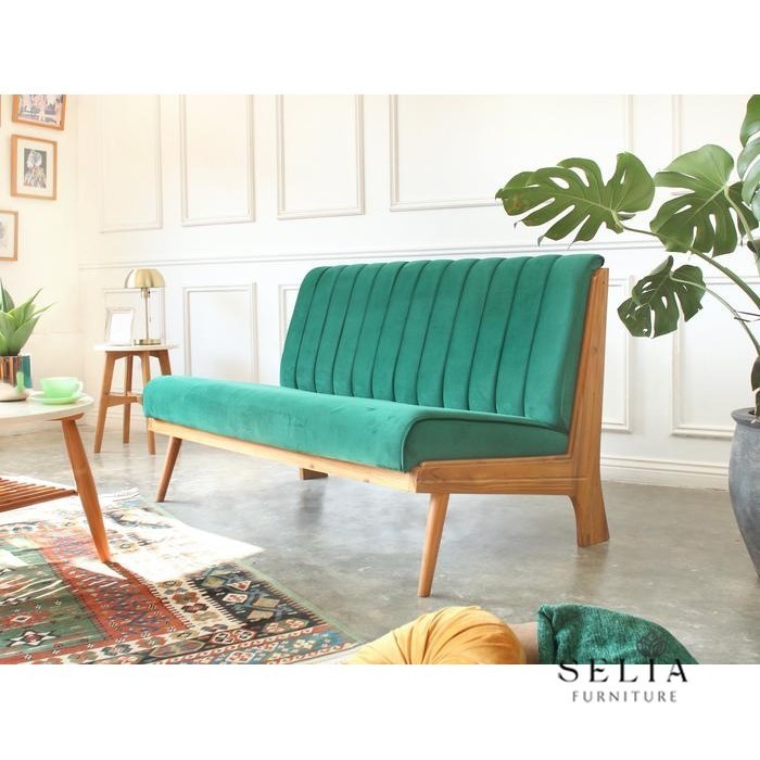 Selia Furniture Elena Sofa (Double Seater) - Sofa  - Kursi Panjang  - Sandaran polos Kayu Jati Solid