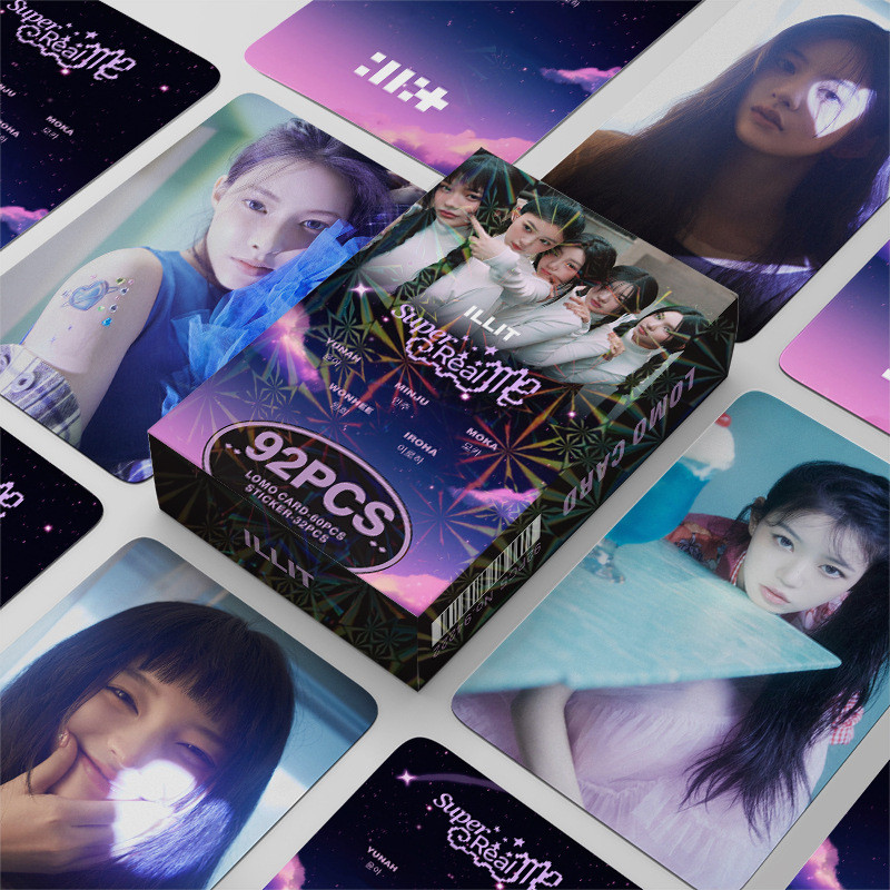92Pcs/Set ILLIT Idol New Album SUPER REAL ME Lomo Cards YUNAH MINJU MOKA WONHEE IROHA HD Printd Phot