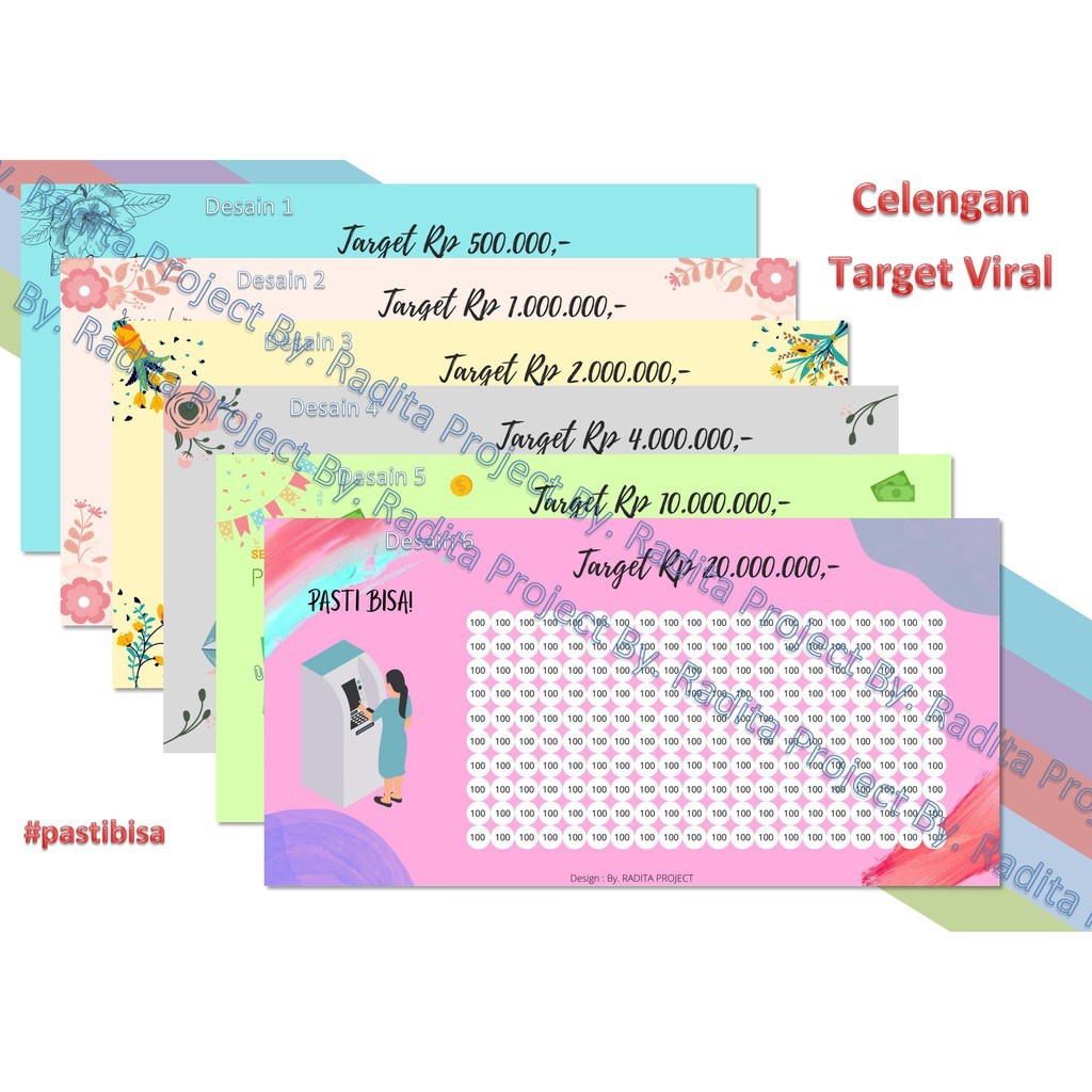 MURAH  STIKER Celengan Target Viral / Tabungan Target Tanpa PO FREE DESIGN / Custom Celengan Target