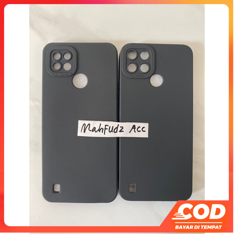 SOFTCASE FULL BLACK REALME C21/C21Y/C25Y CASE MACARON PRO CAMERA HITAM POLOS - NA