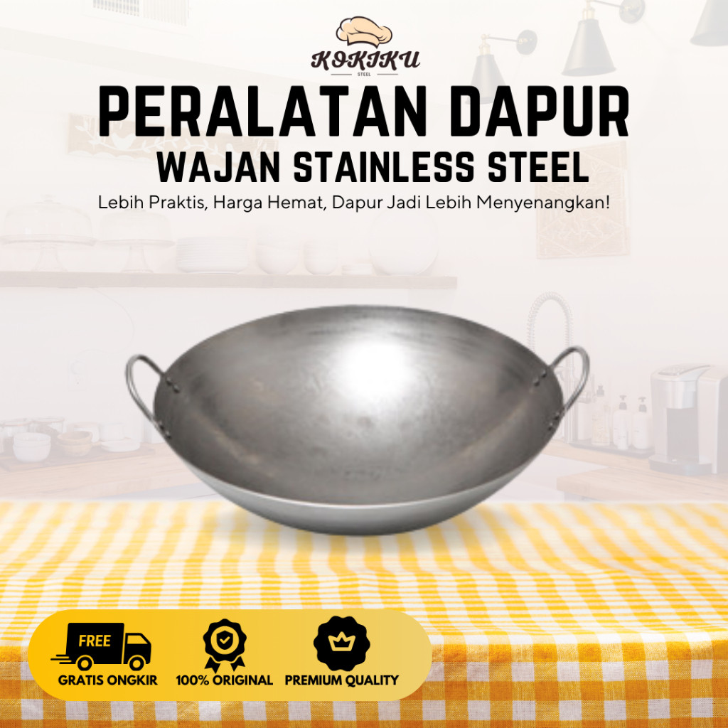 Savore Steel - Wajan Penggorengan Tebal Stainless Steel Wajan Anti Lengket SUS 304 - 215