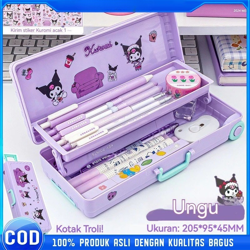 

COD Kuromi Tempat Pensil Kotak Pensil Troli Lucu Kotak Alat Tulis Dua Lapis Kuromi Koper Kreativitas Kapasitas Besar Pemodelan Hadiah Alat Tulis Siswa