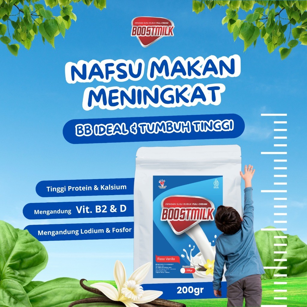 

BOOSTMILK Weight Gain - Susu Penambah Berat Badan 200gr Paket Nutrisi Lengkap keluarga anda