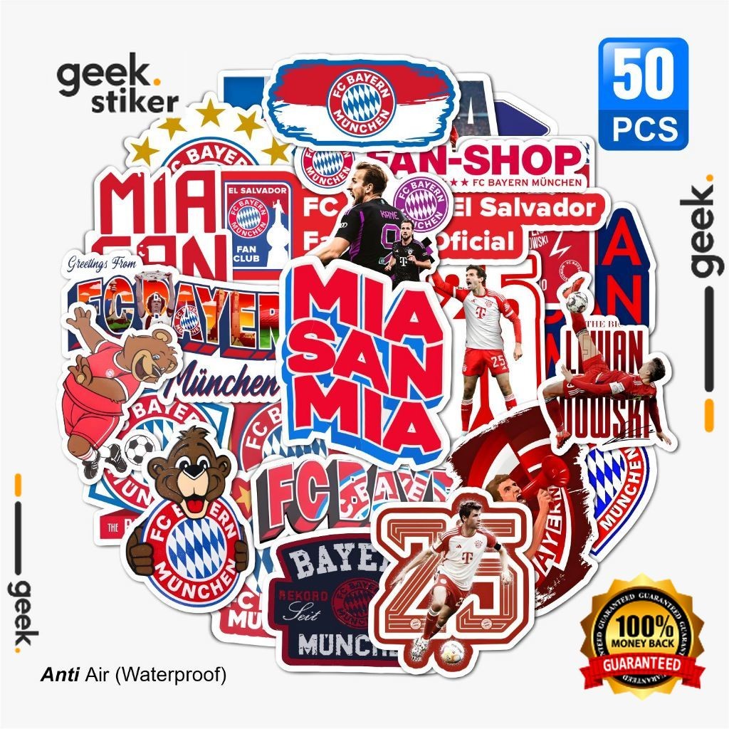 

Stiker Pack Bayern Munchen Aesthetic | Stiker Paper Vinyl Waterproof | Stiker Laptop Motor Helm Bola Suporter