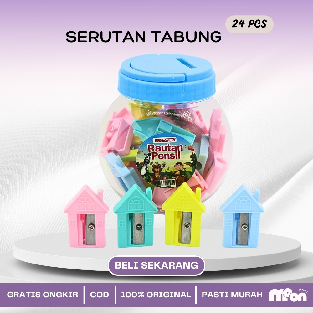 (1 TABUNG ISI 24) Rautan Pensil / Serutan / Ongotan 1 Tabung isi 24 pcs / Rautan Toples Isi 24