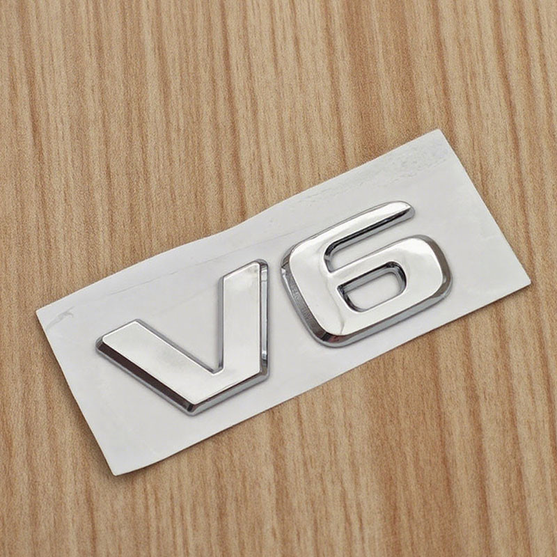 3d ABS V6 Logo Car Rear Trunk Sticker Badge Emblem for Mercedes W204 C280 ML SLK 320 BMW Au Ford Mus