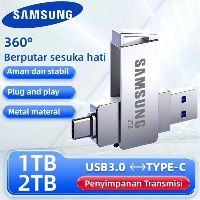 Flashdisk Samsung OTG Type C 1TB 2TB Metal High Speed USB 3.0 Flash Drive PC Laptop Smartphone Andro
