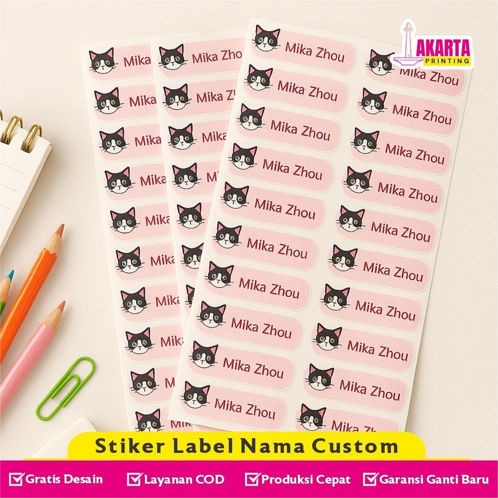 

Stiker Label Nama Custom Waterproof Ukuran L Isi 35 Pcs Tahan Air untuk Sekolah dan Rumah