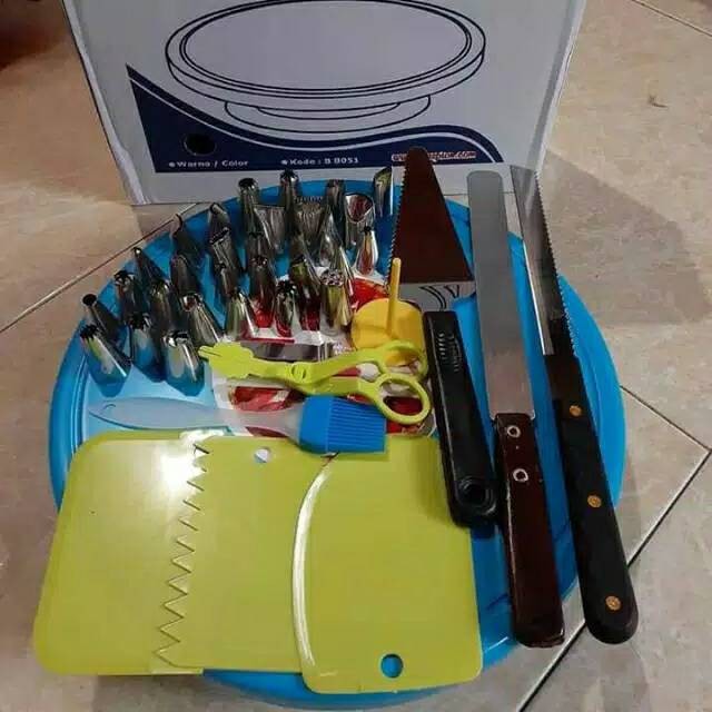 paket dekorasi kue tart wedding cake kue ulang tahun paket meja putar spuit lengkapMurah