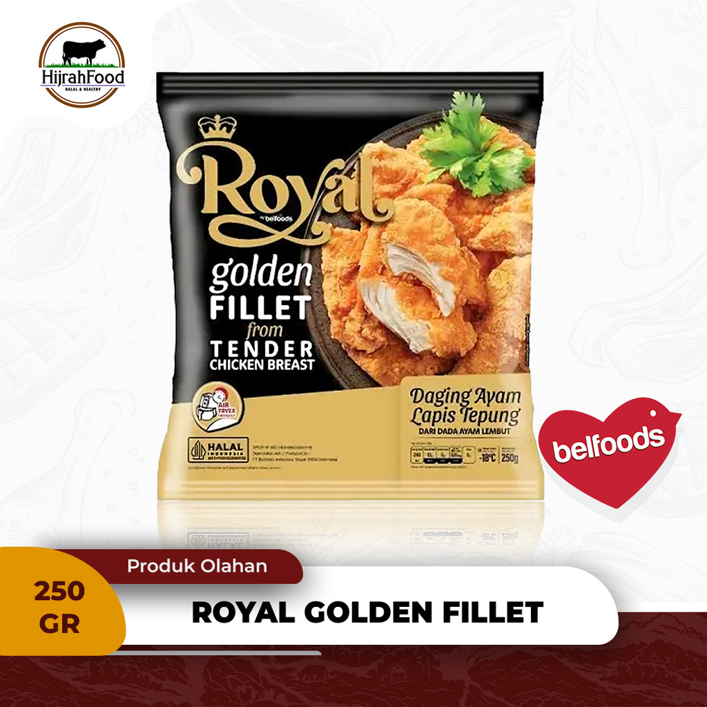 

Belfoods Royal Chicken Golden Fillet | Daging Ayam Lapis Tepung Premium - 250 gr