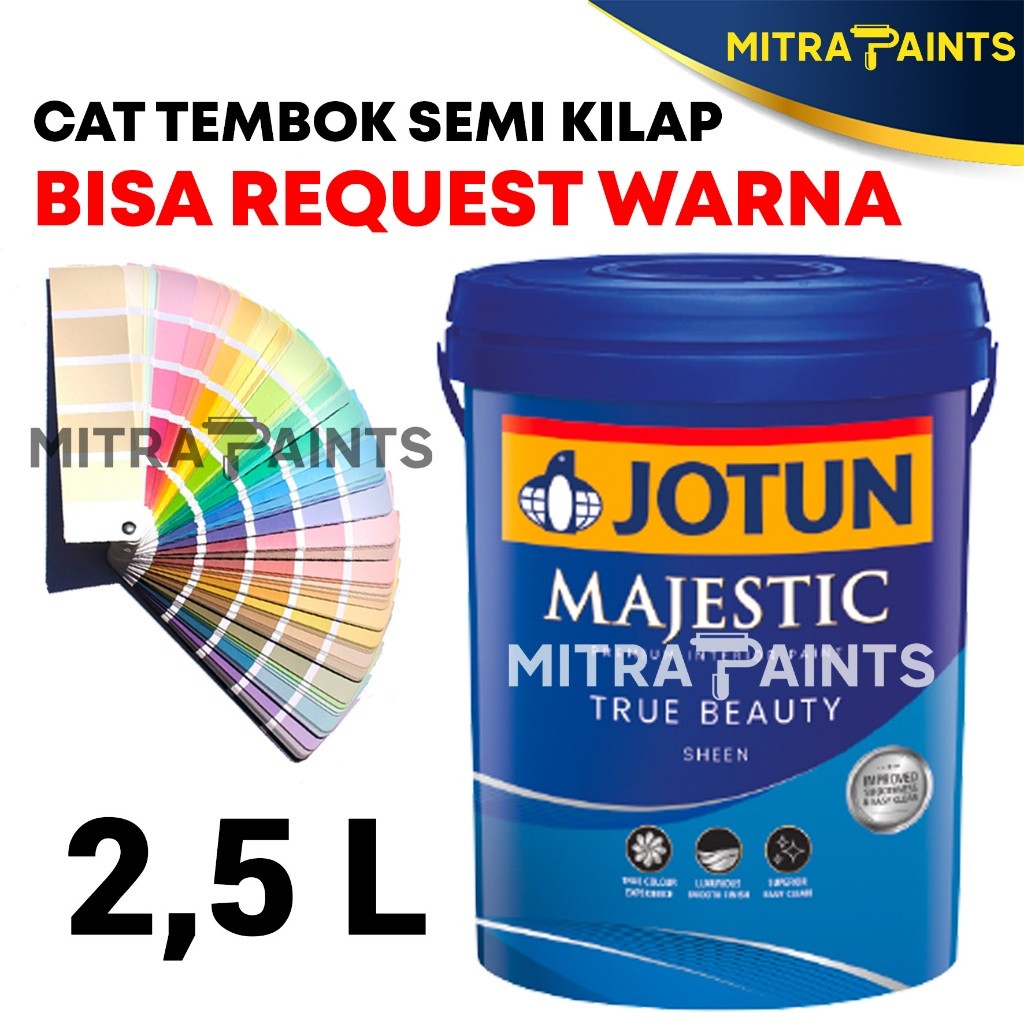 CUSTOM CAT TEMBOK INTERIOR JOTUN MAJESTIC TRUE BEAUTY SHEEN 2,5 LITER / KATALOG A / WARNA ABU PUTIH 