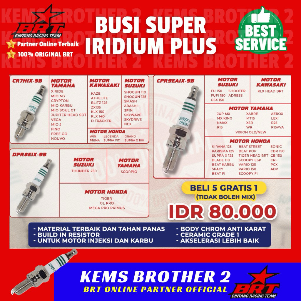 LYNNE.SHOP BUSI RACING SUPER IRIDIUM ORIGINAL BRT SUPER IRIDIUM VIXION MX KING VARIO 160 XMAX PCX 16