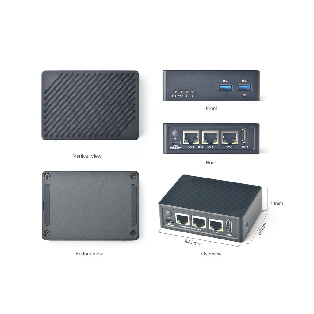 R5S Router Dual 2.5G+ Gigabit Mini Development Board CNC full metal case RK3568