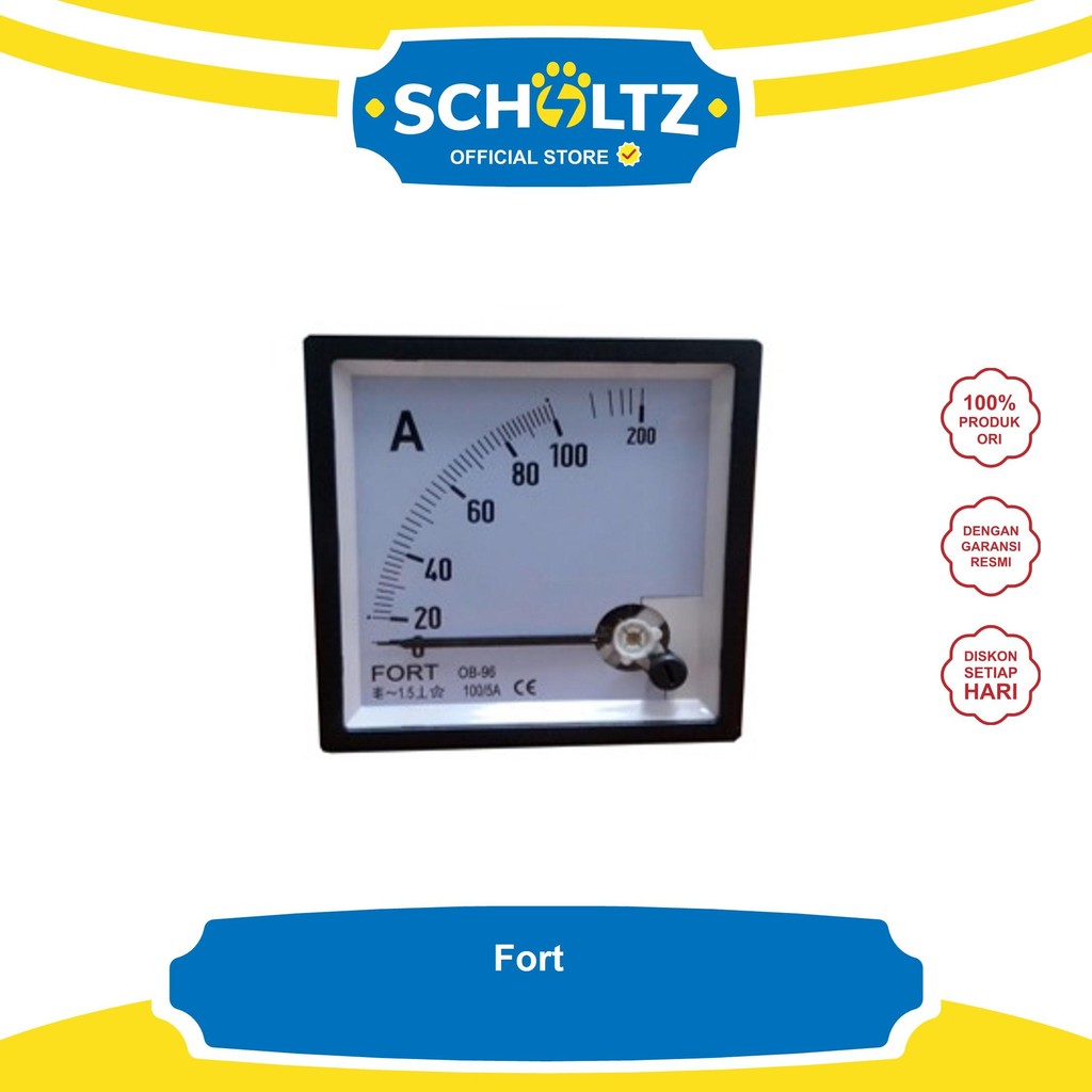 FORT ANALOG AC PANEL METER AMPER METER VIA CT /5A CLASS: 1.5  FT-96A 0 - 100A/200A