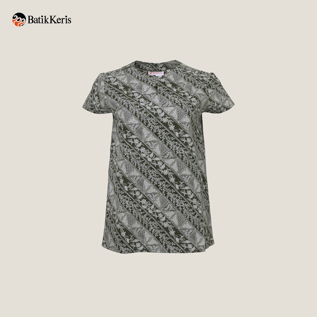 Batik Keris Blouse Batik Wanita Lengan Pendek  Motif Keris Sekar Lereng