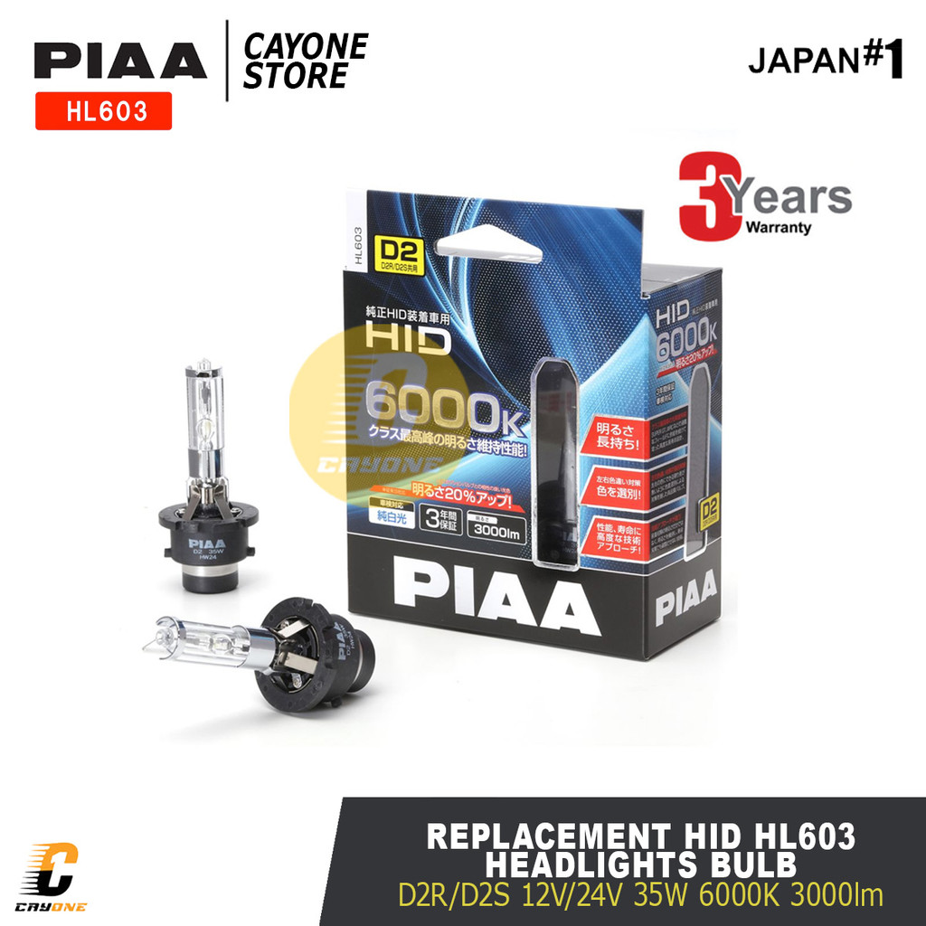 PIAA Replacement HID HL603 Headlights Bulb D2R/D2S 12V 24V 35W 6000K 3000 lumens