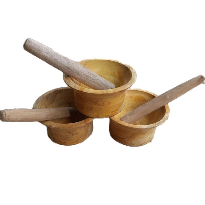 Lumpang Mini Kayu Nangka Bubut untuk Menumbuk Bumbu Alat Masak Tradisional Tidak Mudah Pecah 2509