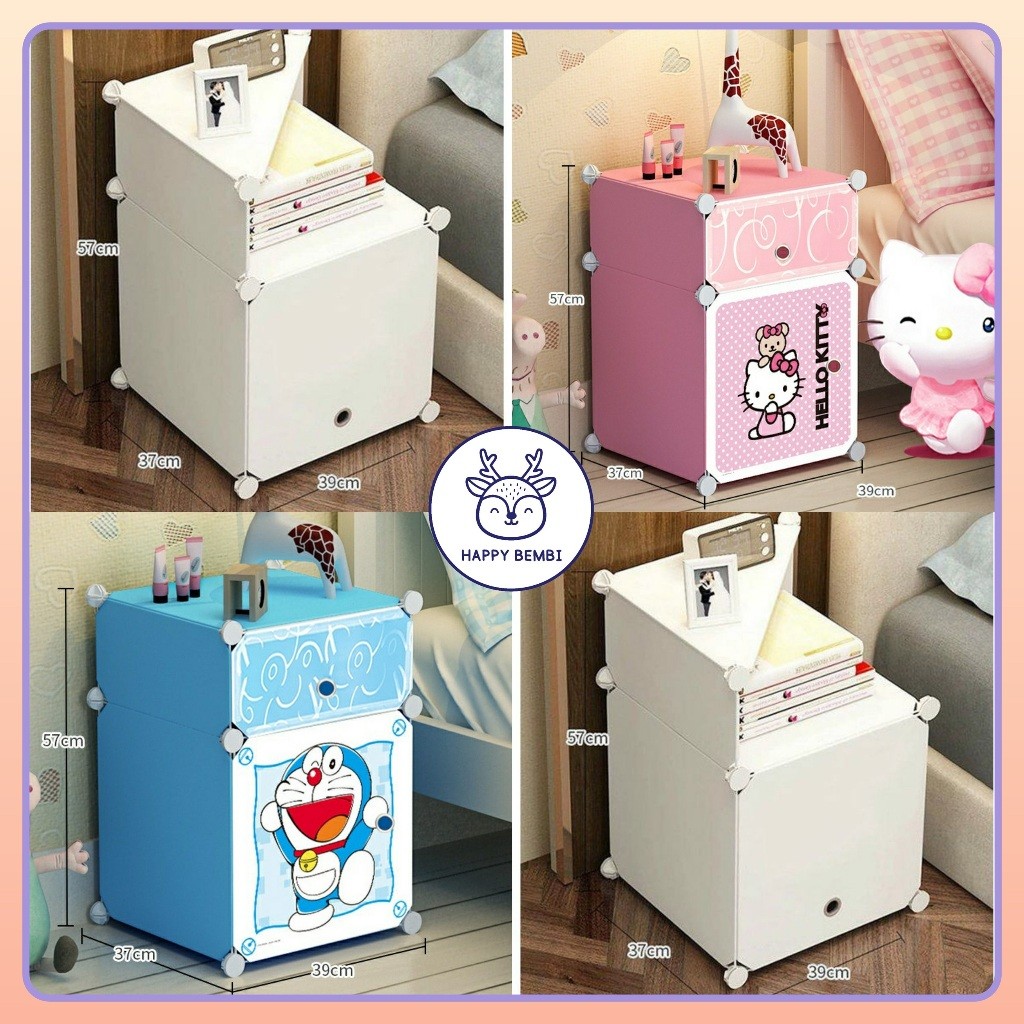 Giandra Computer SALE Nakas Plastik 2 Susun Karakter Hello Kitty Doraemon / Lemari Kecil Bedside Tab